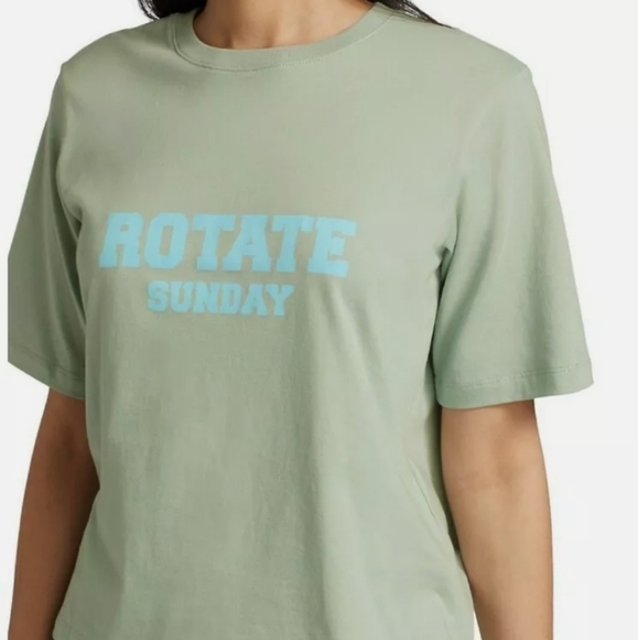EUC Women's ROTATE Birger Christensen Aster T-Shirt SMALL Blue Surf $80 MSRP - Picture 1 of 7